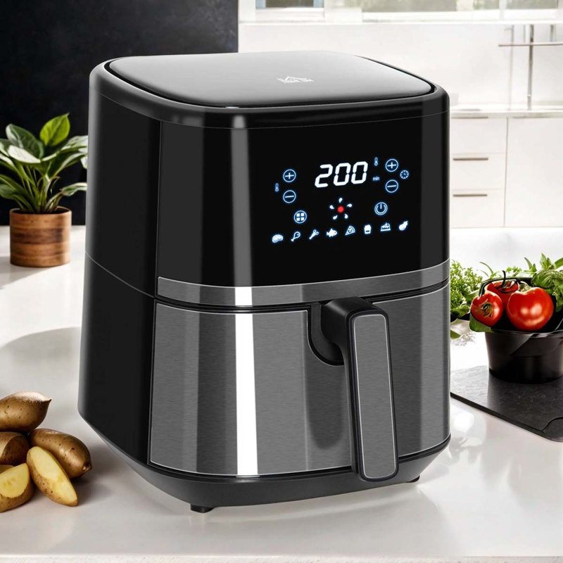 Que Linda Stationery Shop Air Fryer 4.7Qt 4 In 1 Hot Oven With Air Fry Roast Broil Crisp Bake Function Digital Touchscreen 60 Min Timer 8 Preset And Nonstick Basket Wayfair